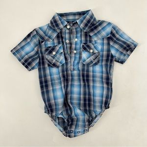 Wrangler cowboy blue pearl button plaid 12 months